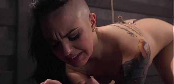  Tattooed slave is anal fucked in dungeon